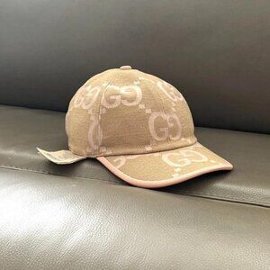 Gucci Monogram Blue Denim and Brown Leather NWT Cap GUCCI - Leather-Trimmed Logo-Jacquard Denim Baseball Cap  main image 4
